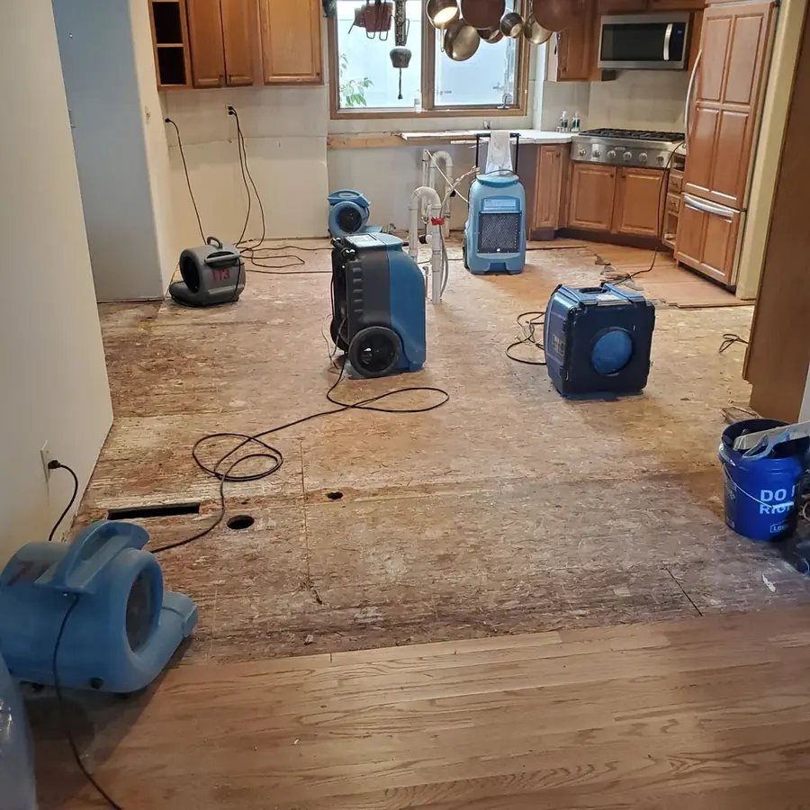 A walkout basement dried after snowmelt in a Peyton, CO home