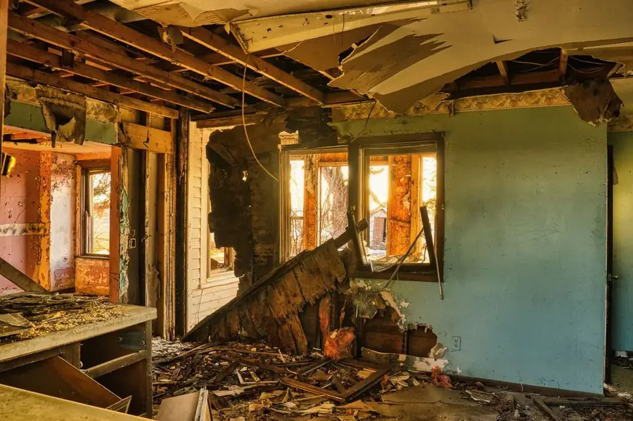 Storm and hail water damage on a Peyton, CO home ceiling